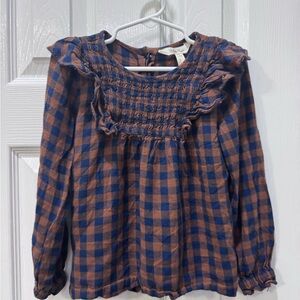 Matilda Jane Kids Plaid Blouse in Blue and Brown